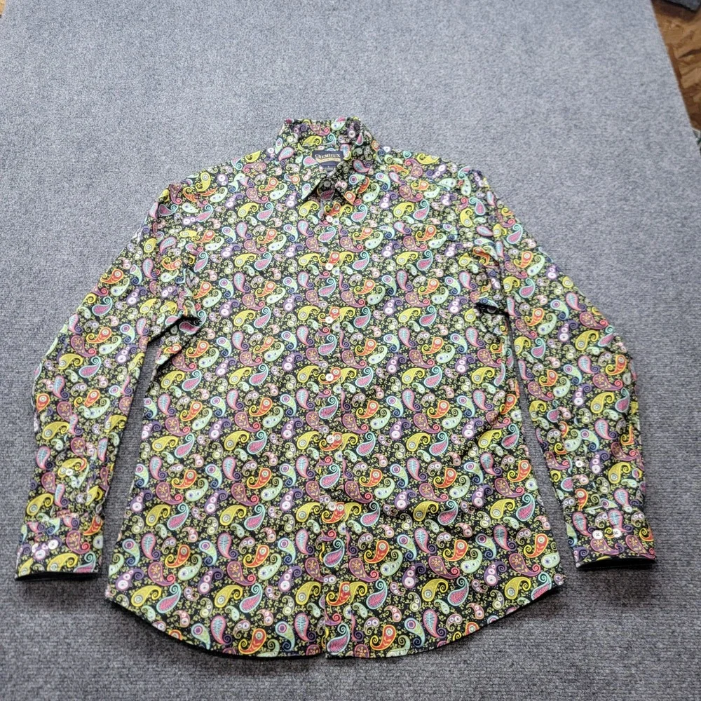 Cremieux Premium Denim Mens Large Paisley Stretch Button Down Shirt Multi-Color
